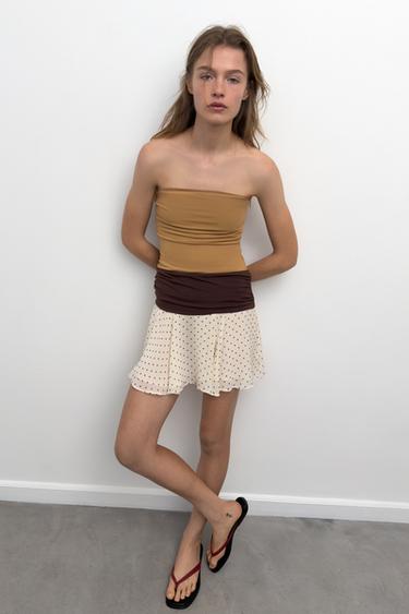 Zara Комбинированное платье в горошек