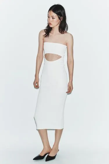 Платье миди из эластичного трикотажа с вырезами- Заказать в России