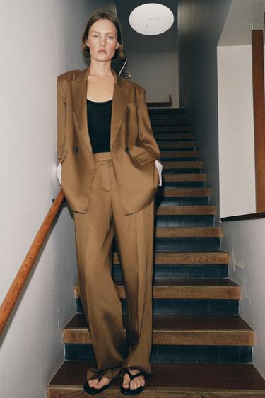 Zara Прямые брюки из смесового льна