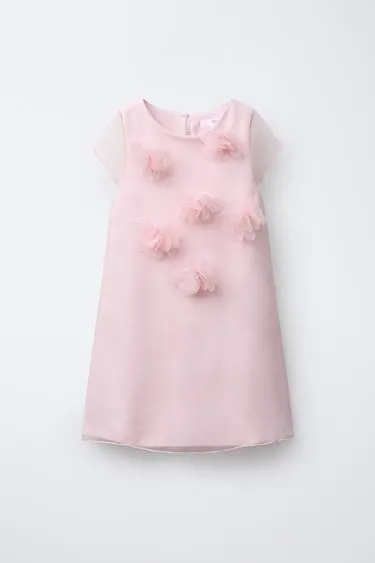 Платье из органзы с 3D цветами- Заказать в России