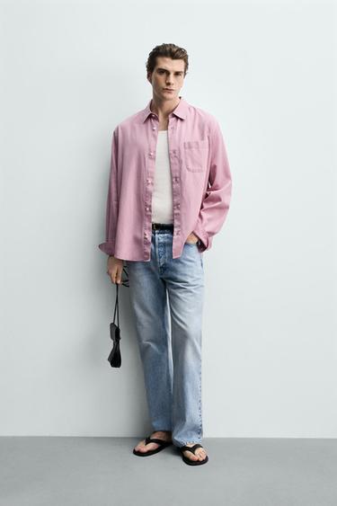 Zara Рубашка стандартной посадки из лиоцелла и хлопка