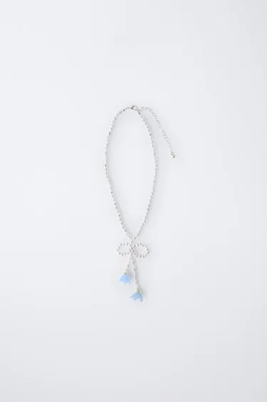 Ожерелье из искусственного жемчуга с цветочным принтом и бусинами- Заказать в России