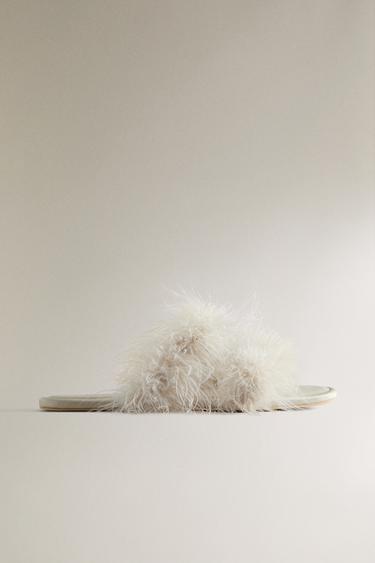 Zara Тапочки-мюли с перьями