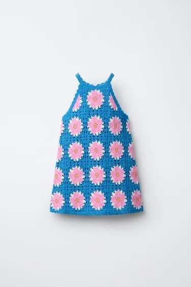 Вязаное платье крючком с цветами- Заказать в России