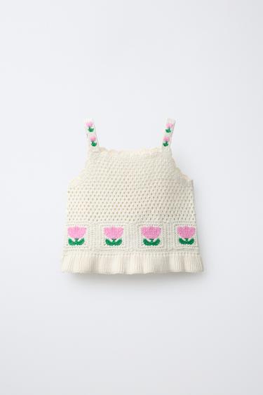 Zara Топ из кружева кроше с цветочным узором