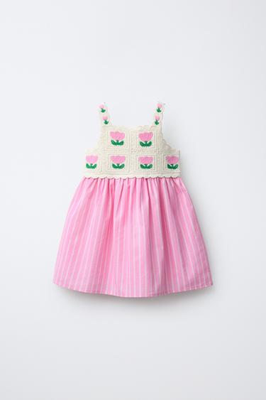 Zara Комбинированное платье крючком с цветочным узором