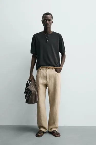 Футболка с воротником хенли