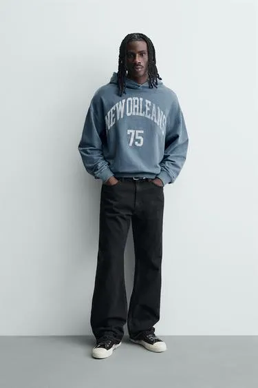 Толстовка с эффектом потертости с принтом- Заказать в России