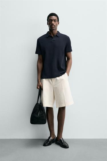 Поло свободного кроя из рельефной ткани