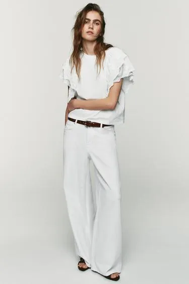 Футболка с воланами и короткими рукавами- Заказать в России