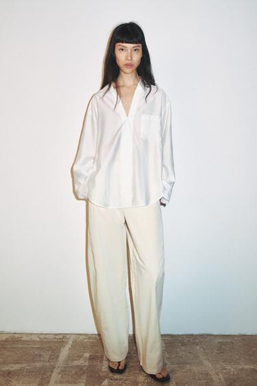 Zara Атласная рубашка оверсайз