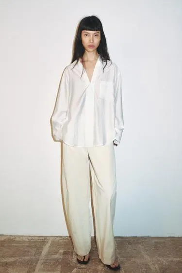 Атласная рубашка оверсайз- Заказать в России