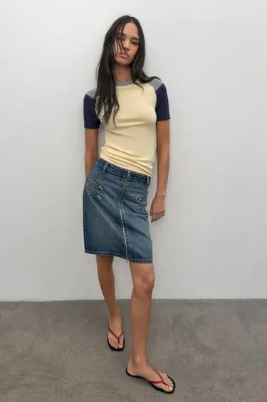 Трикотажный топ колор-блок- Заказать в России