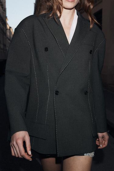 Zara Блейзер оверсайз с контрастной строчкой