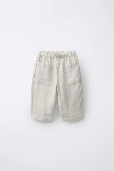 Брюки-багги из 100% льна- Заказать в России