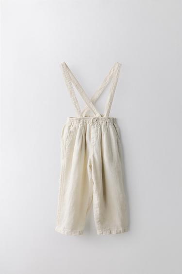 Zara Брюки из льна лимитированная коллекция для детей 2-5 лет съемные подтяжки