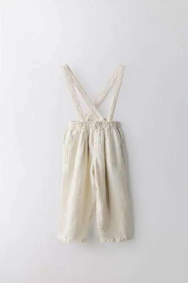 Брюки из льна Лимитированная коллекция для детей 2-5 лет съемные подтяжки- Заказать в России