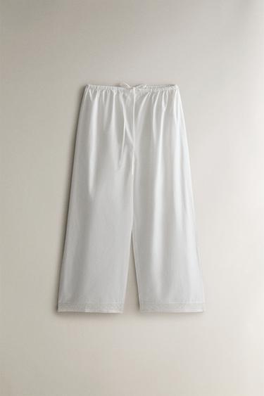 Zara Хлопковые брюки с кружевными оборками купить с доставкой.