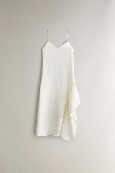 Zara Асимметричное платье для пляжа из льна