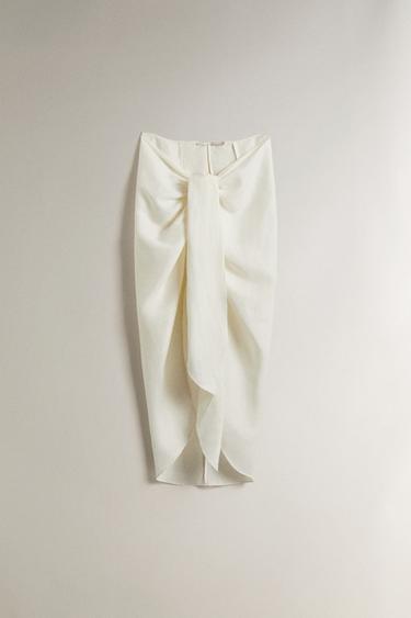 Zara Длинный пляжный саронг из льна с узлом