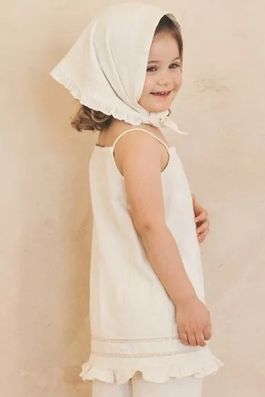 Шарф из льна и хлопка с кружевными оборками (Лимитированная коллекция)- Заказать в России