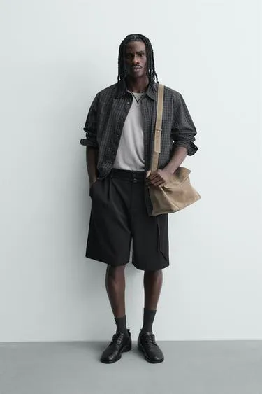 Шорты  с складками и поясом- Заказать в России