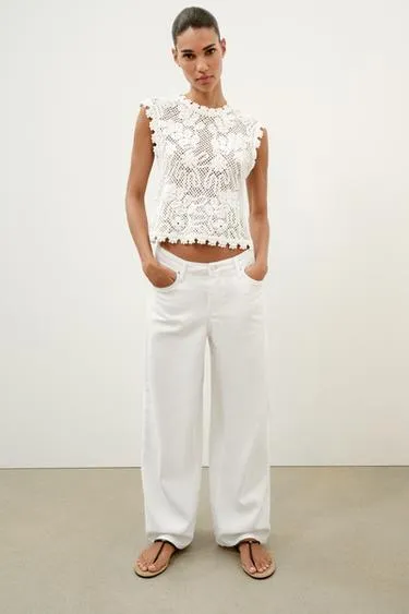 Топ из кружева кроше без рукавов- Заказать в России