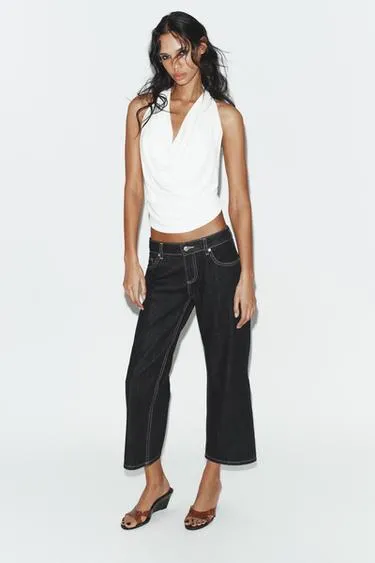 Драпированный топ с горловиной халтер- Заказать в России