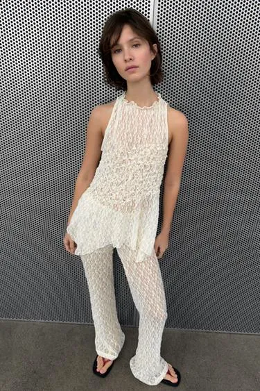 Кружевной топ с драпировкой- Заказать в России