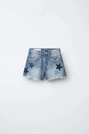 Джинсовые шорты со звездами- Заказать в России