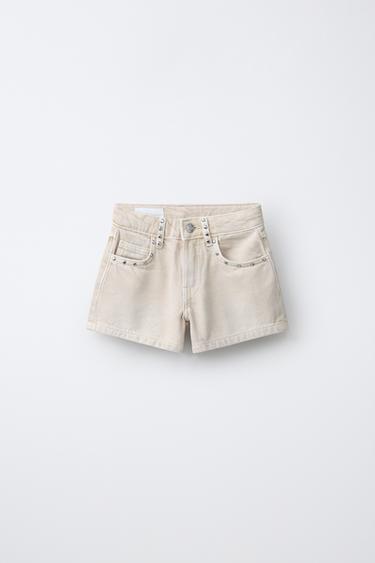 Zara Джинсовые шорты с заклепками и звездами