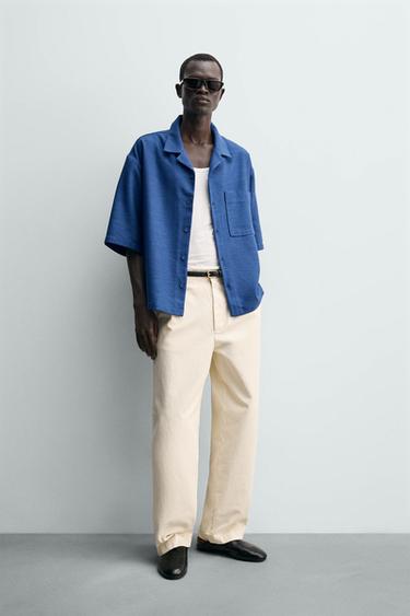 Zara Рубашка прямого кроя с текстурой купить с доставкой.