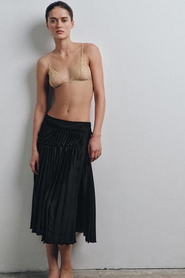 Zara Юбка миди с комбинированными складками