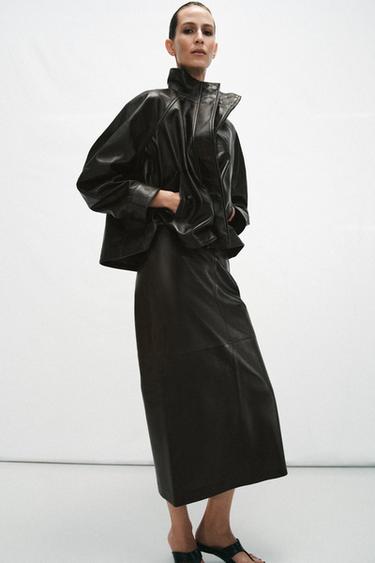 Zara Юбка миди из 100% кожи — коллекция ZARA «ZW»