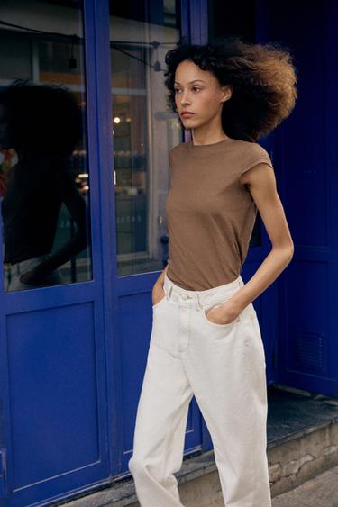 Zara Минималистичная футболка с короткими рукавами