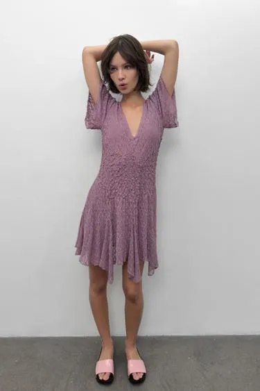 Кружевное платье со сборками- Заказать в России