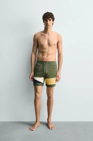 Длинные плавки с блоками цвета- Заказать в России