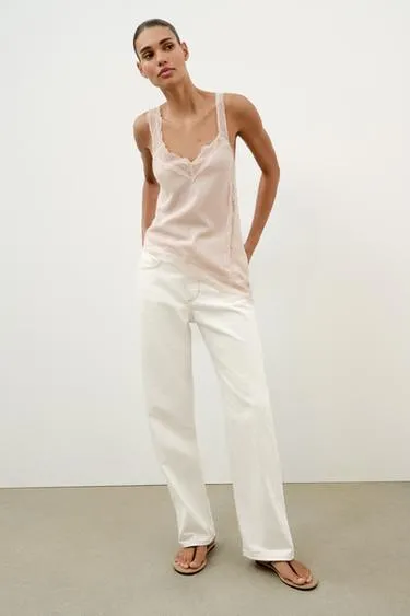 Асимметричный топ в стиле рустик с кружевом- Заказать в России