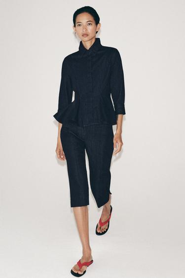 Zara Джинсовая рубашка с баской — коллекция ZARA «ZW»