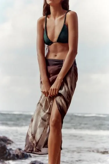 Парео с принтом и узлом