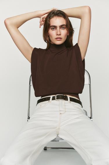 Zara Ремень из 100% кожи с эффектом кракле