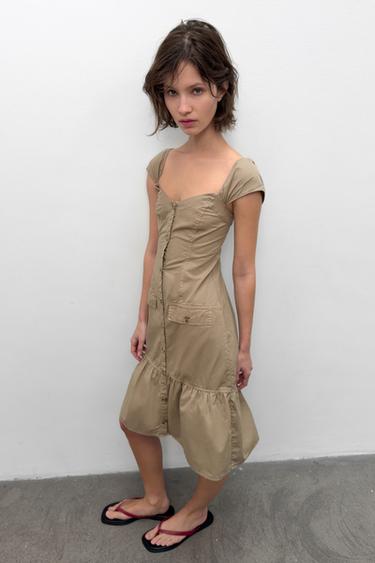 Zara Платье миди на пуговицах