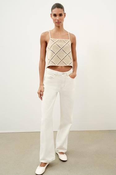 Zara Топ в стиле пэчворк на бретелях