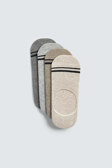 Zara Набор из 4 пар носков-следков в полоску купить с доставкой.