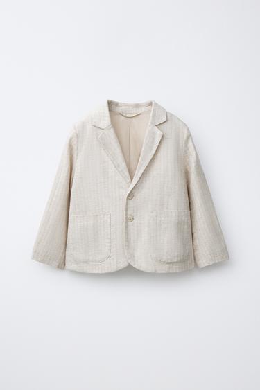 Zara Полосатый пиджак из смесового льна