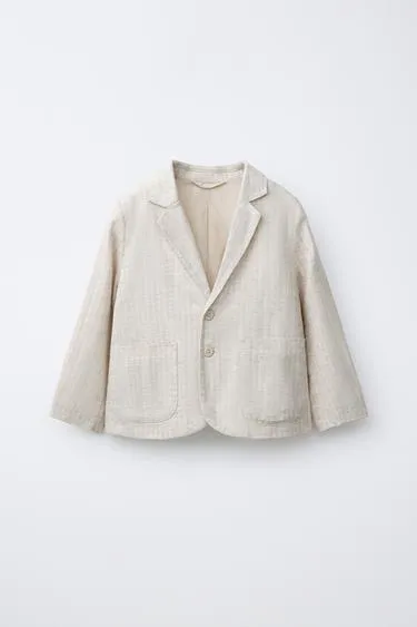 Полосатый пиджак из смесового льна- Заказать в России