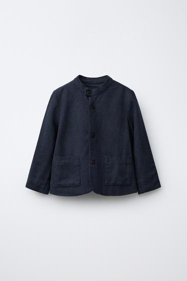 Zara Пиджак из смесового льна с отстегивающимся воротником