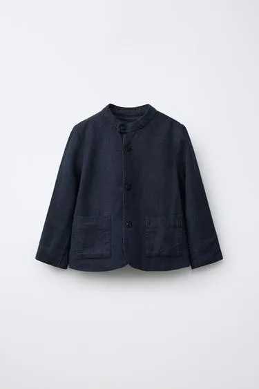 Пиджак из смесового льна с отстегивающимся воротником- Заказать в России