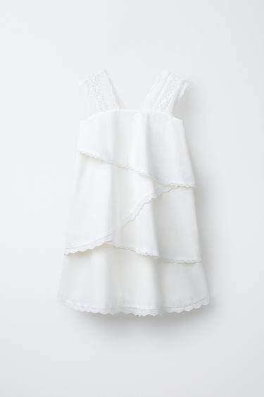 Zara Платье с романтическими вышивками и слоями