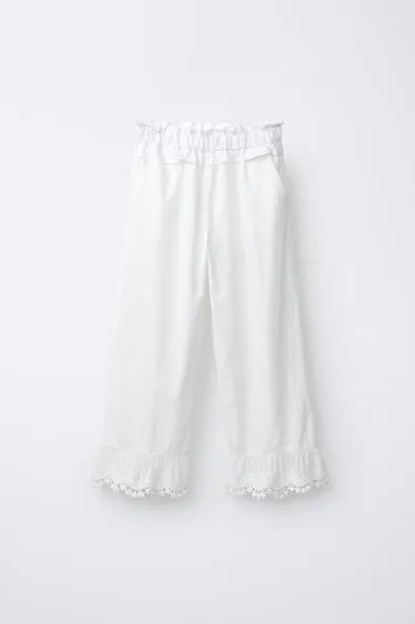 Брюки с рюшами и вышивкой- Заказать в России